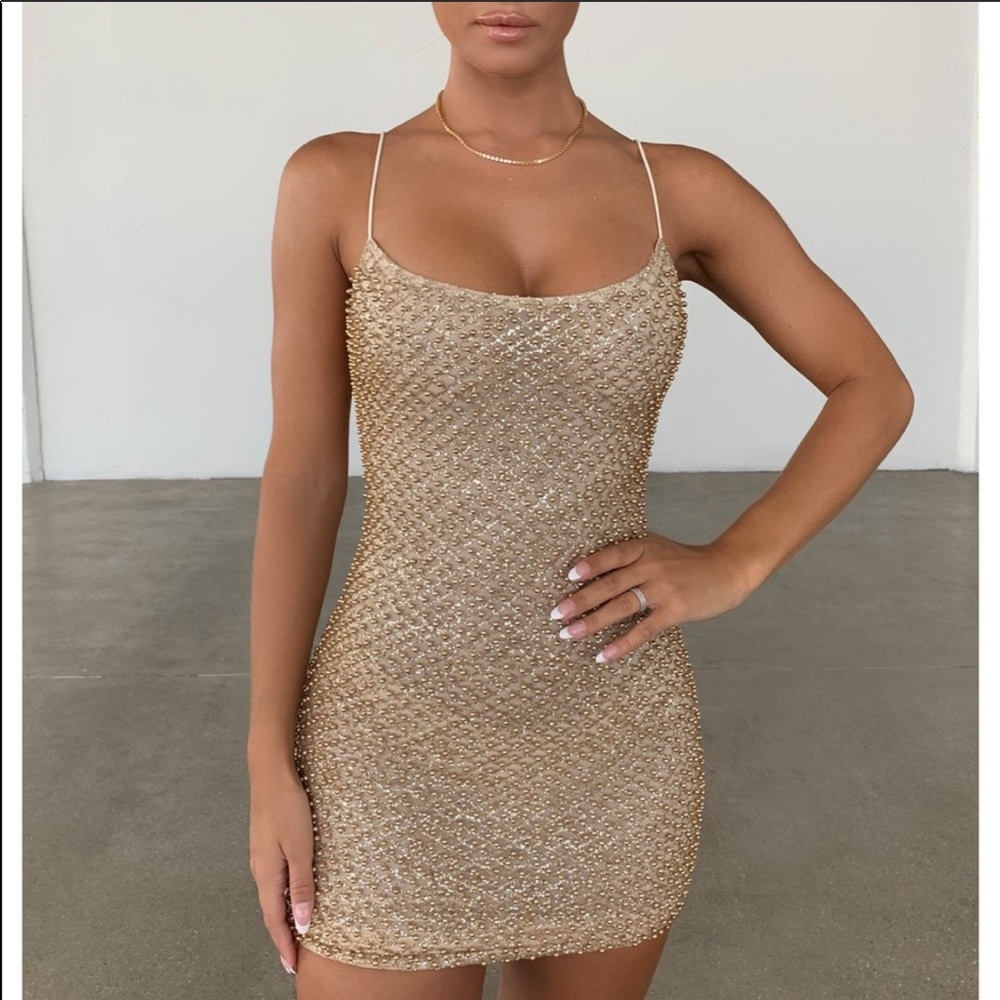 Oh Polly dress gold